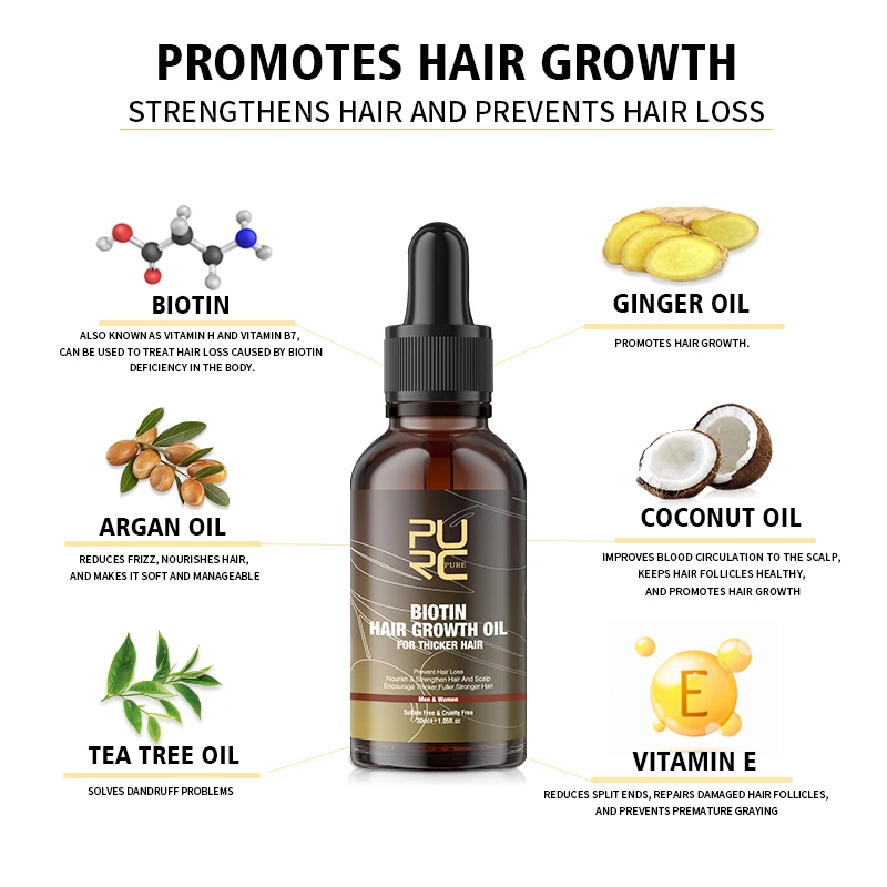 PURC 남녀공용 비오틴 헤어 오일, 모발 성장 제품  - Epidermal Growth Factor 리뷰 및 가격
